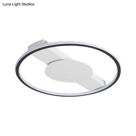 Nordic Led Acrylic Flush Mount Lamp For Bedroom Black Rounded Design 18’/21.5’ Width
