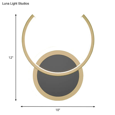 Nordic Led C-Shaped Wall Sconce In Gold For Bedroom - Warm/White Light