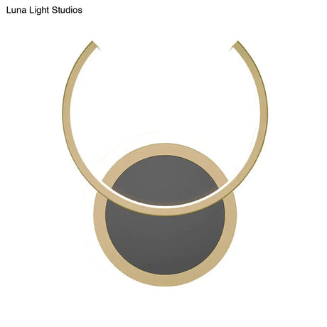Nordic Led C-Shaped Wall Sconce In Gold For Bedroom - Warm/White Light