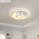 Nordic Led Ceiling Fixture With Moon And Star Flush Mount Spotlight: White/Pink/Blue Acrylic Shade