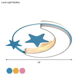 Nordic Led Ceiling Lamp For Children’s Bedroom With Star And Moon Design In Gold Pink Or Blue