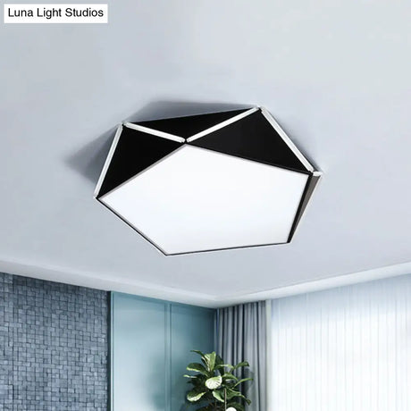 Nordic Led Ceiling Lamp - Pentagon Flush Mount Light With Acrylic Panel Black / 16 Warm