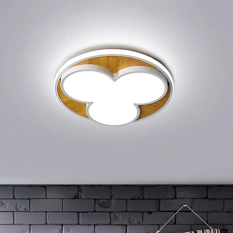 Nordic Led Flush Ceiling Light: Black/White Flower Design 16.5/20.5 Wide White/Warm Light