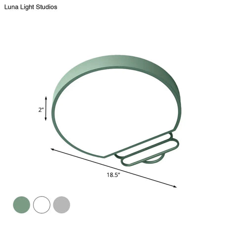 Nordic Led Flush Mount Ceiling Lamp With Acrylic Shade And White/Green/Grey Bulb Shape