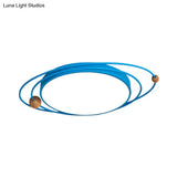 Nordic Led Flush Mount Ceiling Light With Acrylic Ring And Wood Ball In Grey/White/Blue