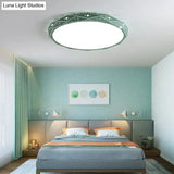 Nordic Led Flushmount Round Ceiling Light With Laser-Cut Design And Acrylic Shade