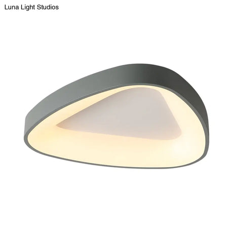 Nordic Led Grey Triangle Ceiling Fixture In White/Warm/Natural Light Flush Mount Acrylic Shade