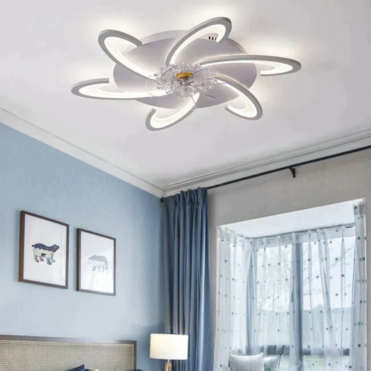 Nordic Living Room Led Creative Smart Windmill Ceiling Fan Light Ceiling