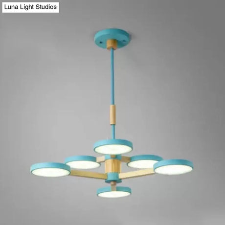 Nordic Macaron Chandelier - 2 Tier Wood & Acrylic Hanging Light