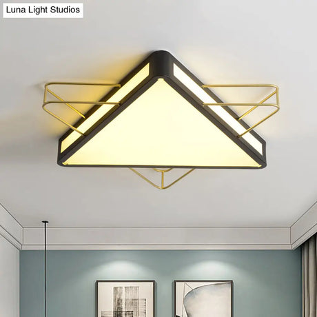 Nordic Metal Black/Grey Flush Mount Light With Acrylic Diffuser – Star/Triangle Design