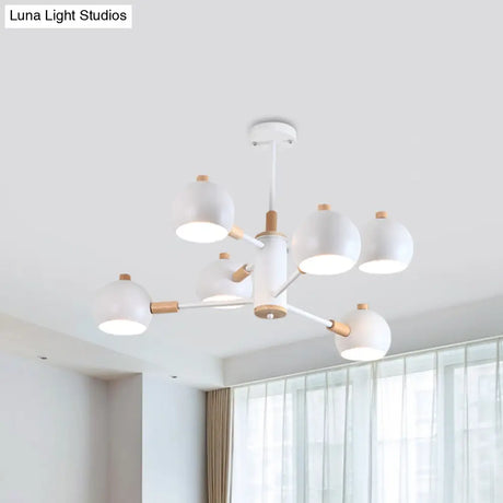 Nordic Metal Chandelier - Multi-Head Pendant Lighting In Green Grey And White