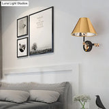 Nordic Metal Cone Wall Light - 10 W Indoor Lamp With Swing Arm Gold Finish