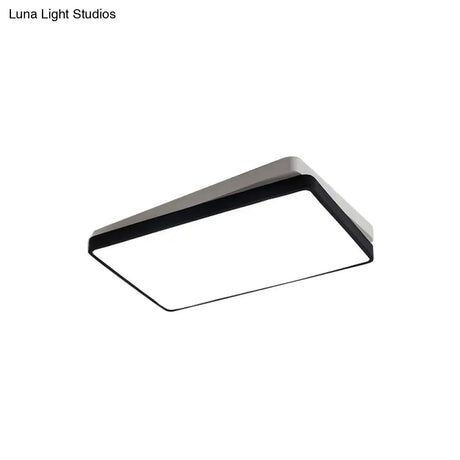 Nordic Metal Led Ceiling Light For Bedroom - Flush Mount Warm/White Square/Rectangular Shape