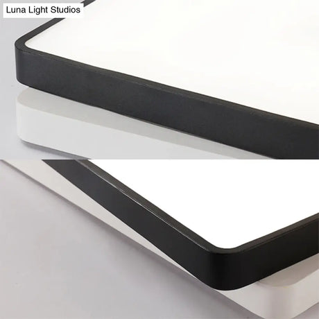 Nordic Metal Led Ceiling Light For Bedroom - Flush Mount Warm/White Square/Rectangular Shape