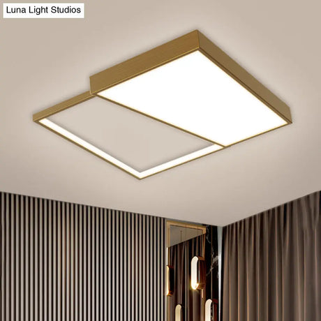 Nordic Metal Led Geometry Ceiling Light - Gold Flushmount 16.5’/20.5’ Wide