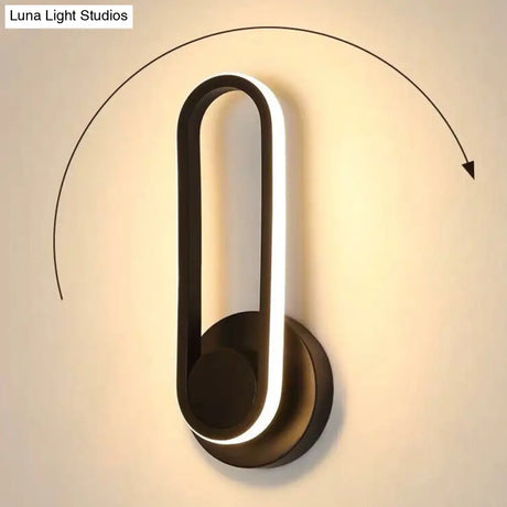 Nordic Metal Led Rotatable Oblong Wall Mount Lamp For Bedroom Lighting