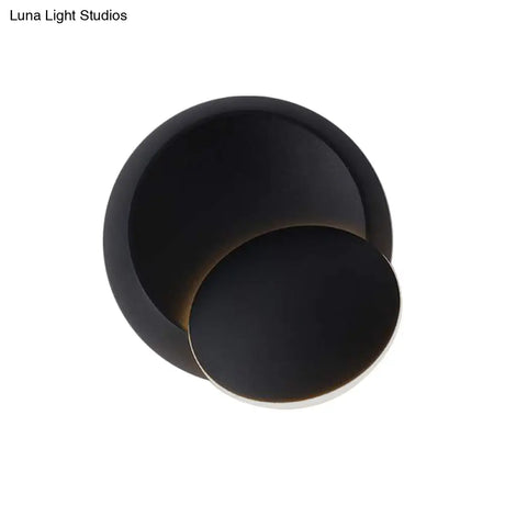 Nordic Metal Moon Wall Light - Moveable Flush Mount Sconce In Black/White/Pink With Led White/Yellow