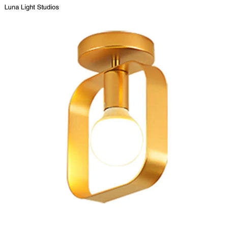 Nordic Metal Semi - Flush Mount Ceiling Light In Gold - Triangular/Square/Round Shade 1 - Light