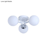 Nordic Metal Semi Flush Mount Light With Globe Glass Shade - 3/5/9 Lights For Living Room