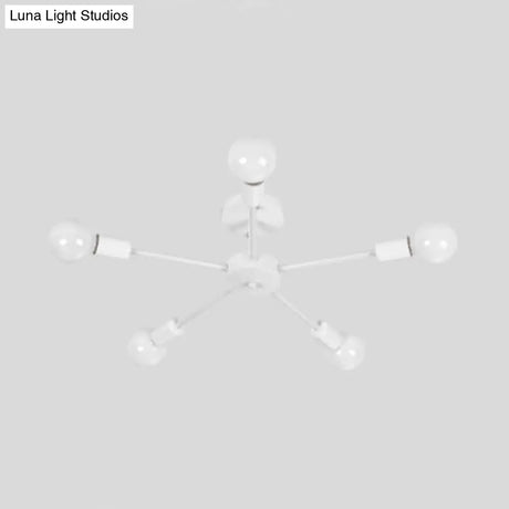 Nordic Metal Sputnik Flush Mount Ceiling Light - 5/10 Lights White/Black Bedroom Semi