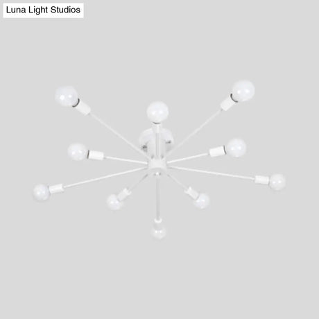 Nordic Metal Sputnik Flush Mount Ceiling Light - 5/10 Lights White/Black Bedroom Semi