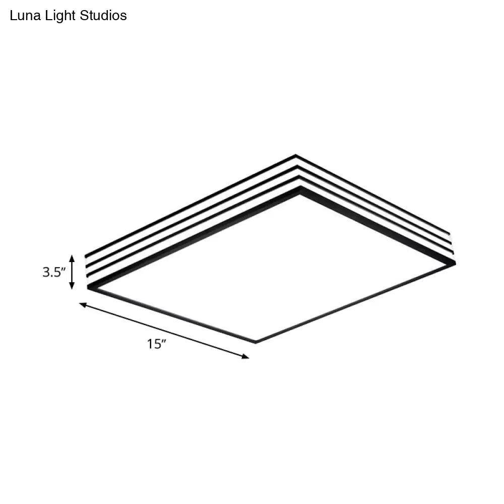 Nordic Metal Square Flush Mount Light Fixture - White And Black Led Ceiling In Warm/White/3 Color
