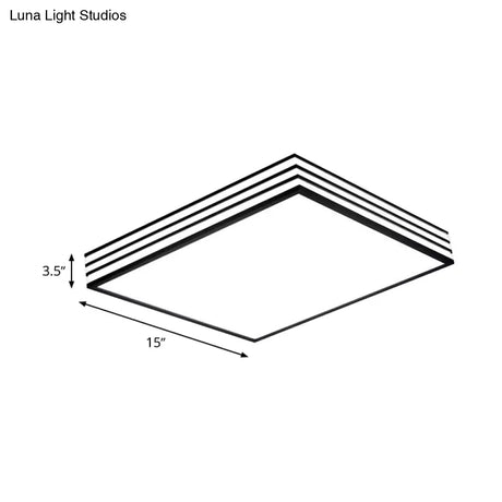 Nordic Metal Square Flush Mount Light Fixture - White And Black Led Ceiling In Warm/White/3 Color