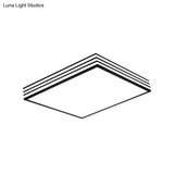 Nordic Metal Square Flush Mount Light Fixture - White And Black Led Ceiling In Warm/White/3 Color