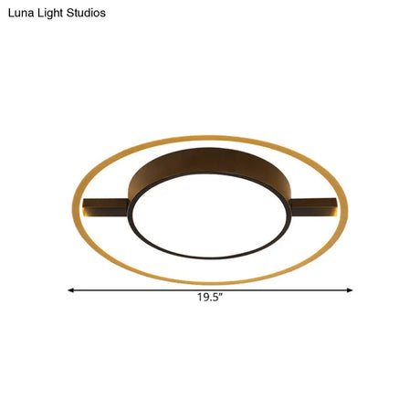 Nordic Metallic Led Ceiling Lamp - Ring And Drum Flush Mount In Warm/White Light Options Black