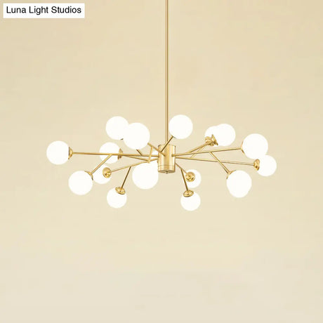 Nordic Milky Glass Chandelier Gold Suspension Light For Living Room