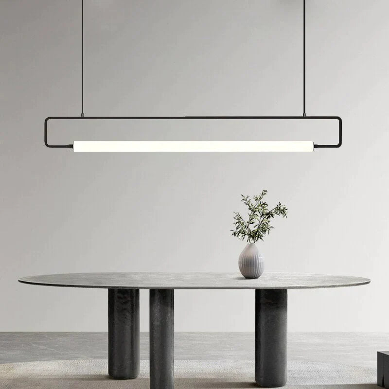 Nordic Minimalist Bar Hanging Rectangular Frame Pendant Light Pendant