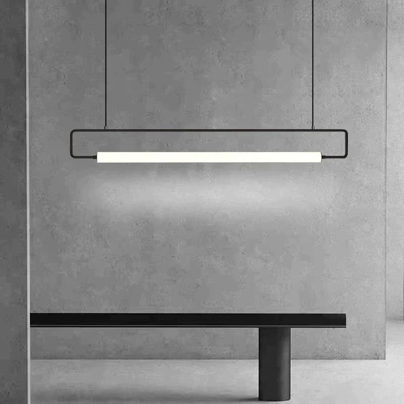 Nordic Minimalist Bar Hanging Rectangular Frame Pendant Light Pendant