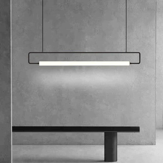 Nordic Minimalist Bar Hanging Rectangular Frame Pendant Light Pendant