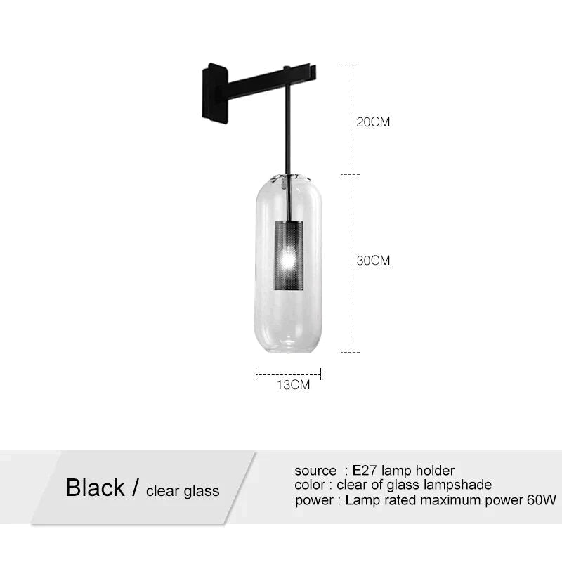 Nordic Modern Decor Glass Lampshade For Bedroom Study Room Stairs Art Wall Lamp