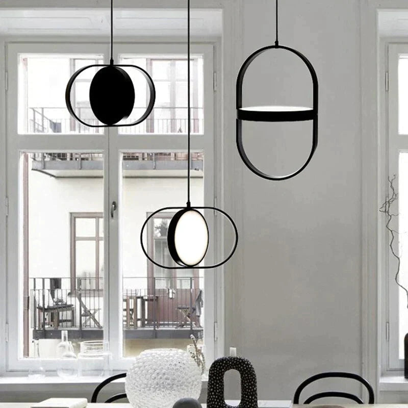 Nordic Modern Geometry Simple Rotary Pendant Lights Designer Luminarias Circular Hanging Lamp Bar