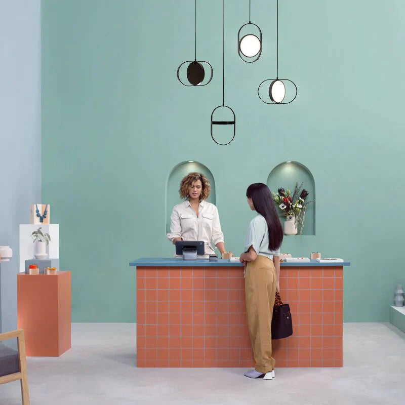 Nordic Modern Geometry Simple Rotary Pendant Lights Designer Luminarias Circular Hanging Lamp Bar