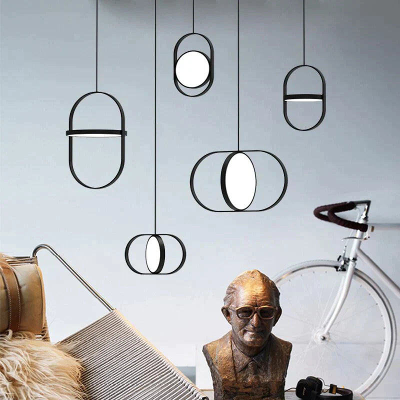 Nordic Modern Geometry Simple Rotary Pendant Lights Designer Luminarias Circular Hanging Lamp Bar