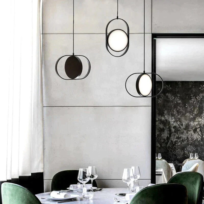 Nordic Modern Geometry Simple Rotary Pendant Lights Designer Luminarias Circular Hanging Lamp Bar