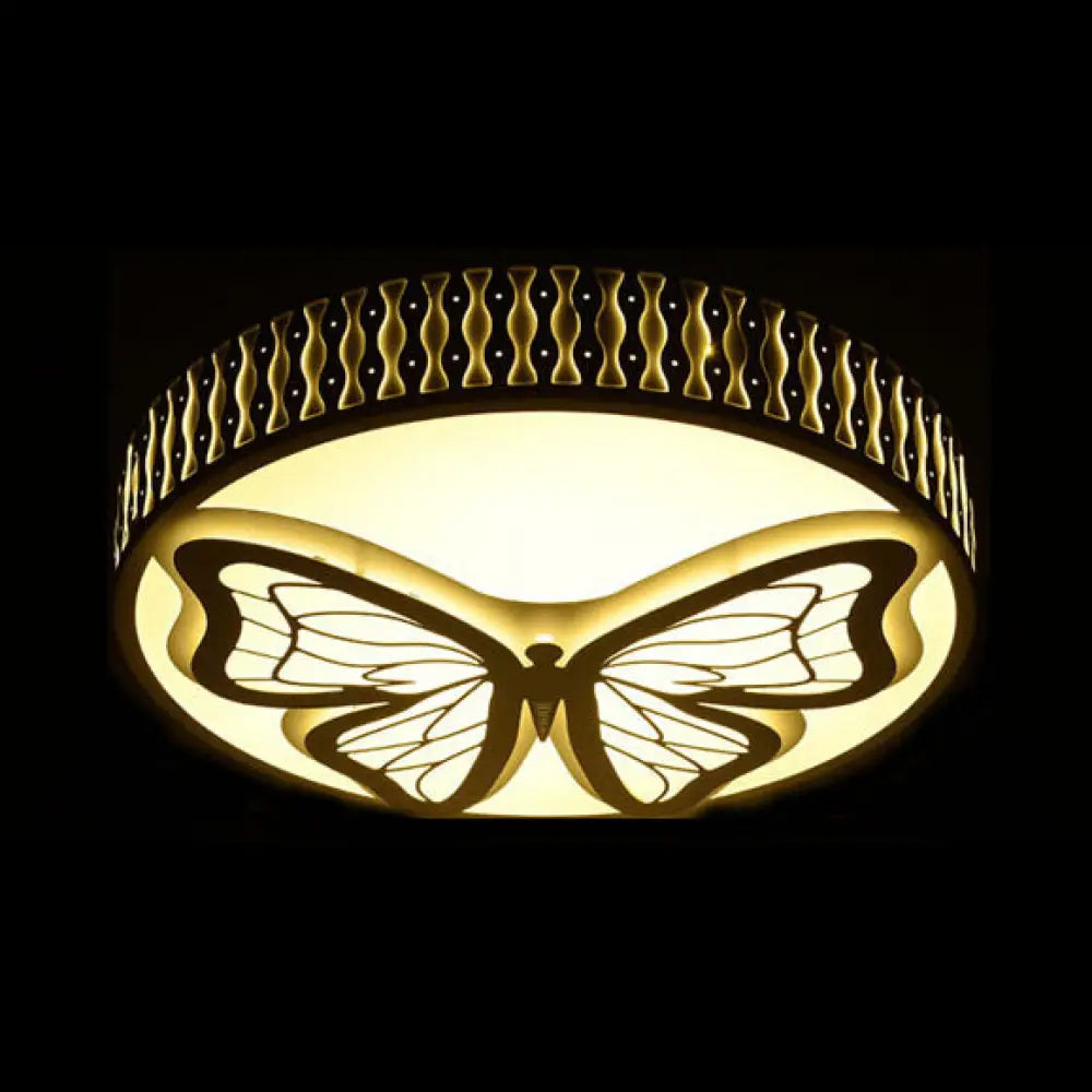 Nordic Modern Round Flush Mount Ceiling Light In White - Bedroom & Living Room Lighting / B