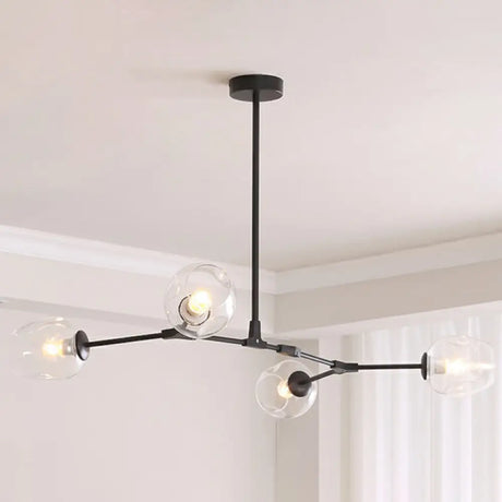 Nordic Molecule Ceiling Pendant Light With Dimpled Glass And Pivot Joint For Living Room 4 / Black