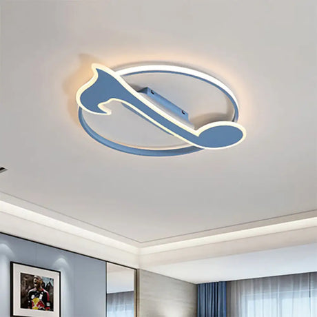 Nordic Musical Note Ceiling Mount Light For Kindergarten - Acrylic Candy Colored Lamp Blue / Warm