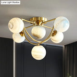 Nordic Ombre Glass Ceiling Lamp With Gold Finish For Bedroom