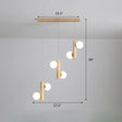 Nordic Opal Glass Ball Cluster Pendant Light For Dining Room 6 / Wood