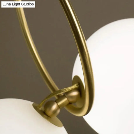 Nordic Opal Glass Dining Room Chandelier - 10-Light Round Hanging Ceiling Light with Elegant Necklace Design in Gold