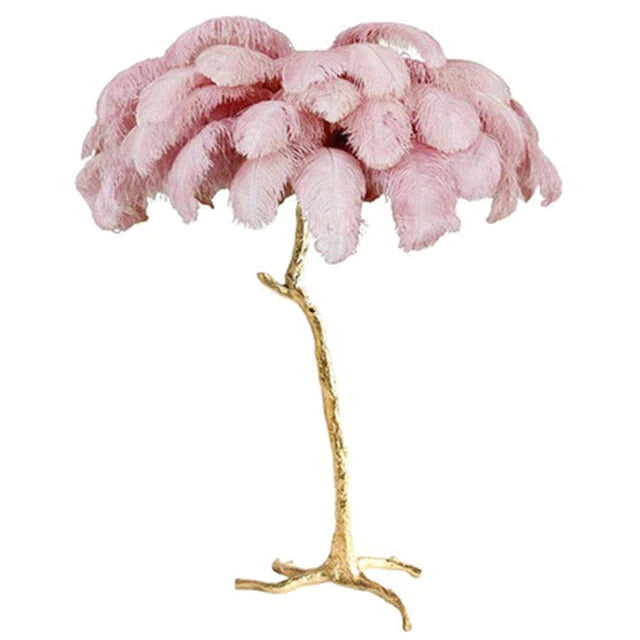 Nordic Ostrich Feather Floor Lamp Stand Light Copper Modern Interior Lighting Decor Home Lights