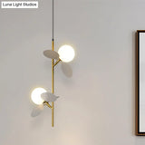 Nordic Pendant Chandelier With 2 Heads And Opal Glass Shade - Grey/White/Red-Yellow-Blue