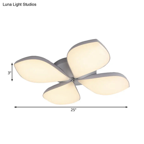 Nordic Petal Acrylic Flush Mount Light Fixture For Bedroom Ceiling - 3/4/5 Heads White