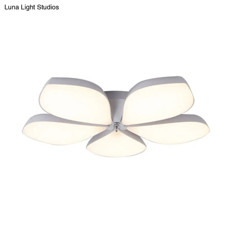 Nordic Petal Acrylic Flush Mount Light Fixture For Bedroom Ceiling - 3/4/5 Heads White