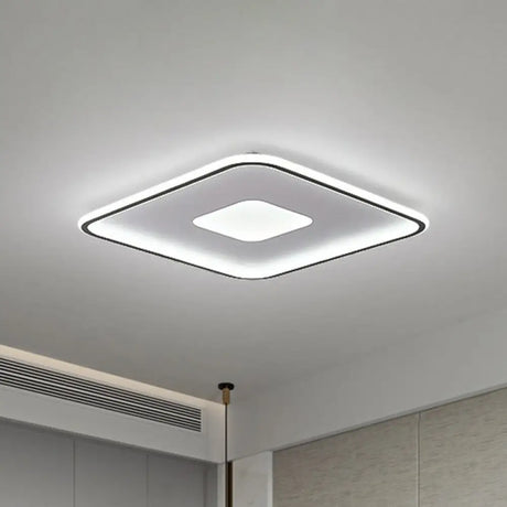 Nordic Rectangular Flush Ceiling Led Light Fixture For Living Room Aluminum Mount Lighting Black /