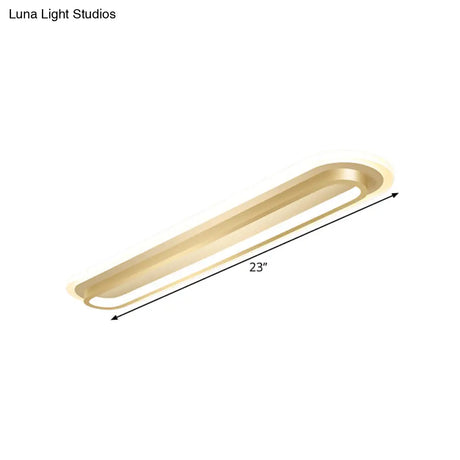 Nordic Rectangular Led Ceiling Light In Gold Customizable 7 Days 19’/23’ Width